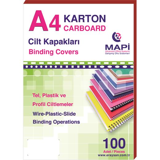 Mapi A4 Karton Kapak 250 Gr. Bordo 100 Lü
