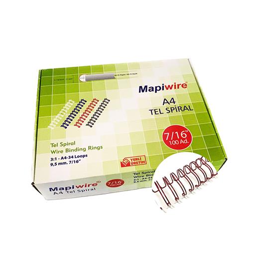 Mapiwire 7/16 Kutu Tel Metalik Kırmızı 100 Ad.