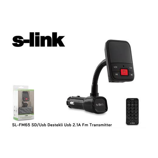 S-Link Sl-Fm65 Hafızasız Mp3 Transmıtter 2.1A Usb Şarj Portlu Usb Micro Sd Kart Destekli Kumandalı