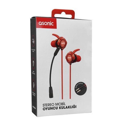 Asonic As-Xgk100 Splitter Hediyeli 3.5Mm Gaming Kırmızı Kulak İçi Mikrofonlu Kulaklık