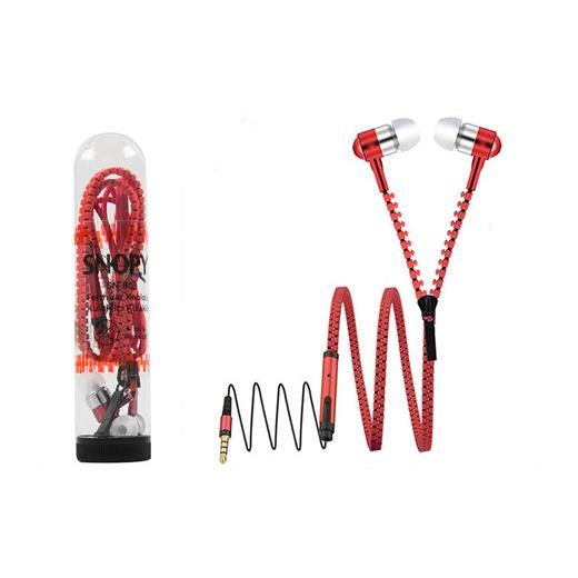 Snopy Sn-808 Fermuar Kablolu Kırmızı Kulak İçi Kulaklık