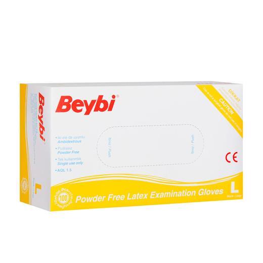 Beybi Lateks Pudrasız (L) Large Beden Muayene Eldiven 100Lü Paket