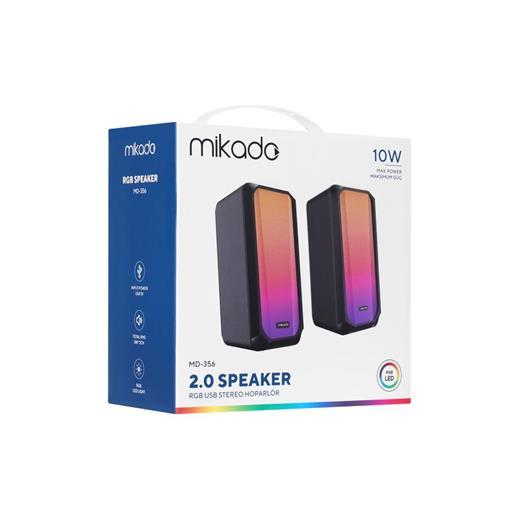 Mikado Md-356 2.0 5Wx2Ch Rgb Ledli Siyah Usb Multimedia Oyuncu Speaker Hoparlör