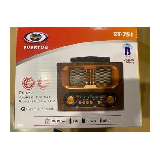 Everton Rt-751 -Fm-Am-Sw-Usb-Tf Card-Aux Nostaljik Radyo