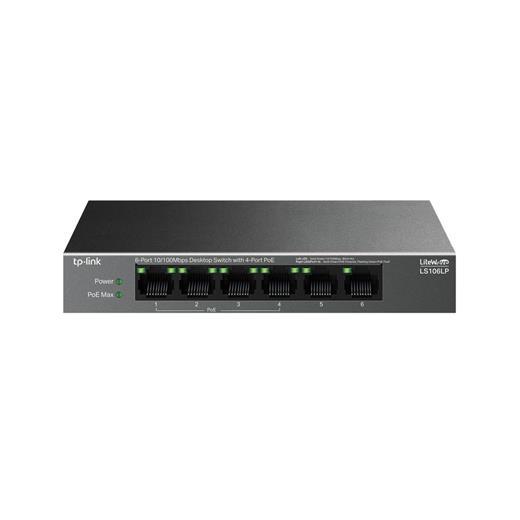 Tp-Link Ls106Lp 6 Port 10-100 Mbps 4 Port Poe+ 10-100 Mbps Switch Metal Kasa