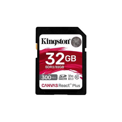 Kingston Sdr2-32Gb Canvas React Plus Sdhc Uhs-Iı 300R-260W U3 V90 For Full Hd-4K-8K Hafıza Kartı