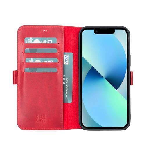 Apple İphone 13 Pro Max Uyumlu Deri Cüzdanlı Kılıf Nar Çiçeği