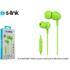 S-Link Sl-Ku160 Mobil Telefon Uyumlu Yesili Kulak İçi Mikrofonlu Kulaklık