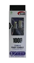 Elba Elb34-Typ Type-C 1Mt 3A Hızlı Şarj Hasırlı Siyah Kablo