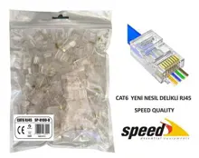 Speed Sp-U100 D Cat6 100 Adet Rj45 Konnektör Delikli Yeni Nesil