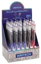Wrıtech W-927 Basmalı Roller 0,5Mm Kalem (Mavi-Siyah-Kırmızı) - 24Lü Set