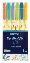 Wrıtech W-827 Fırça Tip Natural 6 Renk Keçeli Kalem - 6Lı