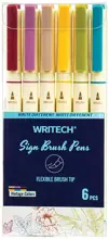 Wrıtech W-827 Fırça Tip Vıntage 6 Renk Keçeli Kalem - 6Lı