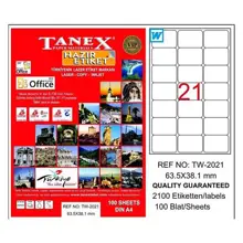 Tanex Tw-2021 Beyaz Etiket 63.5 Mm X 38.1 Mm
