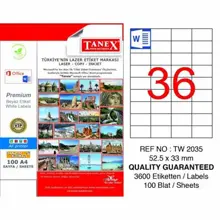 Tanex Tw-2035 Beyaz Etiket 52.5 Mm X 33 Mm