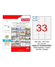 Tanex Tw-2133 Beyaz Etiket 70 Mm X 25 Mm
