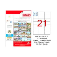 Tanex Tw-2124 Beyaz Adresleme Ve Postalama Etiketi 70 Mm X 42.43 Mm