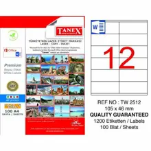 Tanex Tw-2512 Beyaz Adresleme Ve Postalama Etiketi 105 Mm X 46 Mm