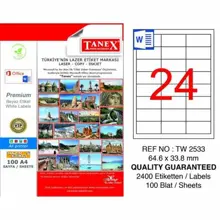 Tanex Tw-2533 Beyaz Adresleme Ve Postalama Etiketi 64.6 Mm X 33.8 Mm