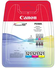 Canon Clı-521 Cyan-Magenta-Yellow Mavi-Kırmızı-Sarı 3Lü Multipack Mürekkep Kartuş