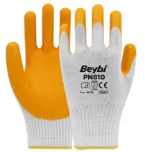 Beybi Nitril Poly Pn810 Beyaz-Sarı 12Li Eldiven