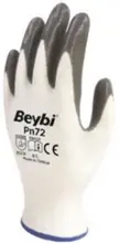 Beybi Nitril Poly Pn72 10 Beden Beyaz Gri Eldiven 12Li Paket