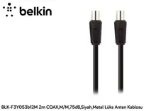 Belkin Blk-F3Y053Bf2M 2Mt Coax,M-M75Db,Siyah,Metal Kablo