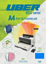 Uber A4 Opak Mavi Pvc Cilt Kapakları - 100Adet