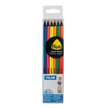 Mılan 752306 Black Wood Fluo Kuru Boya Kalemi - 6 Lı