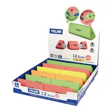 Mılan 20153212 Slıde Çift Delikli Kalemtraş(Fluo) - 12Adet