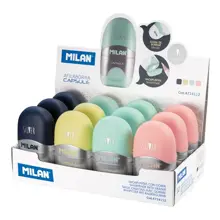 Mılan 4714112 Capsule Kalemtraş/Silgi(Sılver) - 12Adet