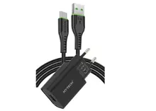 Hytech Hy-Xe26T Type-C Kablolu 2100Ma Ev Şarj 11W + 2,4A Siyah Şarj Adaptör Seti