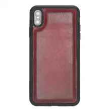 Apple İphone Xs Max Uyumlu Deri Arka Kapak Bordo