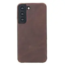 Samsung Galaxy S22 Uyumlu Deri Arka Kapak Uj G2 Kahve