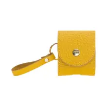 Apple Airpods 2.Nesil Uyumlu Deri Kılıf Mai Snap Fl12 Sarı