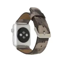Apple Watch Uyumlu Deri Kordon 42-44-45Mm Kamuflaj Bej
