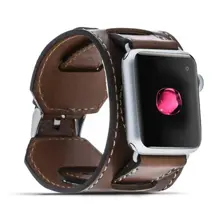 Apple Watch Uyumlu Deri Kordon 38-40-41Mm Cuff Taba