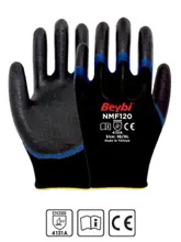 Beybi Nmf120 10 Beden 12Li Mikro Köpük 1-2 Nitril Kaplı Polyester Örgü Eldiven
