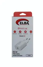 Elba Elb01-25Wpd Beyaz 25W Şarj Kafa Type Usb-C Pd3.0-Qc4.0(Akım Koruma-Hızlı Şarj-Isıya Dayanıklı)