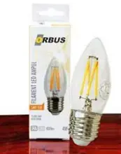 Orbus Orb-B36 Mum 4W E27 Clear Dekoratif Led Ampul 400 Lm Ra80 220-240V-50Hz