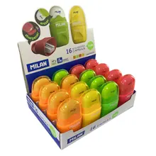 Mılan 4705116 Capsule Kalemtraş/Silgi(Fluo) - 16Adet