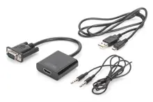 Digitus Da-70473 Vga  -  Hdmı Çevirici + Ses (3.5Mm), Full Hd (1080P), Kablolu, 15 Cm, Siyah Renk