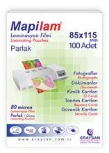 Mapilam 80 Micron Parlak Laminasyon Filmi (Büyük Kimlik) (85X115) 100 Lü