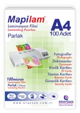 Mapilam 100 Micron Parlak Laminasyon Filmi (A4) 100 Lü