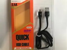 Megatech Chc06 2.4A 1Mt  Micro Yassı Örgülü Siyah Şarj Kablosu Hızlı Şarj